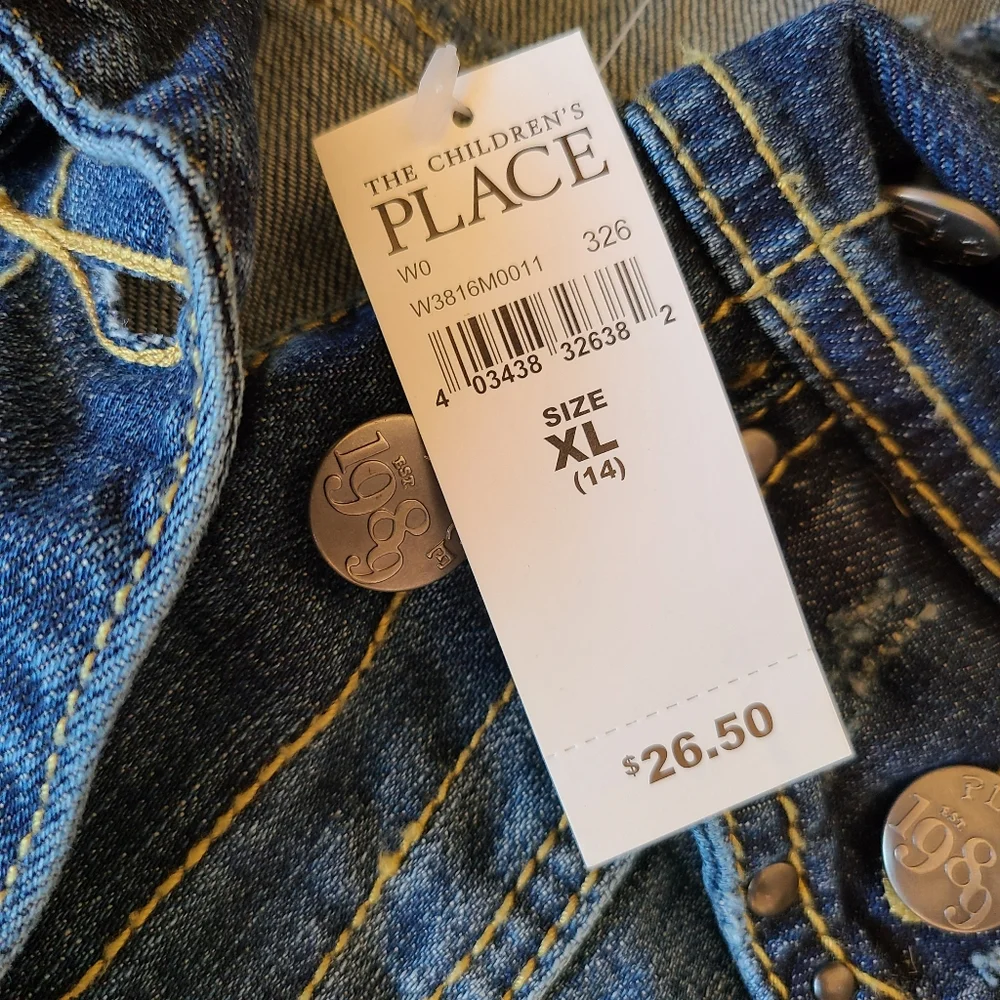 Children's Place Mid-Wash Blue Denim Jacket with distressed details